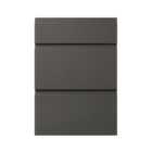 GoodHome Garcinia Gloss anthracite integrated handle Drawer front (W)500mm, Pack of 3