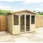 9 x 11 Pressure Treated T&G Apex Wooden Summerhouse + Overhang + Lock & Key (9ft x 11ft) / (9' x 11') (9x11)