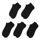M&S Womens 5 Pack Supersoft Trainerliner Socks, Black, Size 3-8