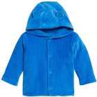 M&S Blue Velour Hooded Jacket, Blue, 0-3 Years