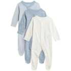 M&S 3 Pack Sleepsuits, Blue Mix, 0-3 years