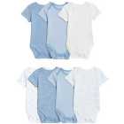 M&S 7 Pack Bodysuits, Blue Mix, 0-3 Years