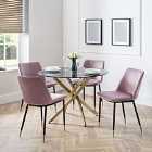 Julian Bowen Montero Round Dining Table And 4 Delaunay Pink Chairs Set