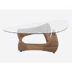 Paco Wood Effect Coffee Table With Clear Glass Top