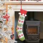 Knitted White Fair Isle Pompom Xmas Gift Decoration Christmas Stocking
