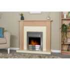 Adam Southwold Fireplace in Oak & Cream with Colorado Electric Fire in Brushed Steel, 43 Inch