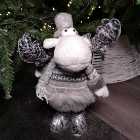 70cm Grey Plush Christmas Moose Reindeer Decoration in Striped Jumper with Extendable Legs