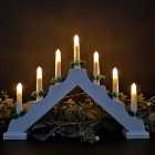 29cm Snow White Christmas Candlebridge with 7 Bulbs in White Wood Mains Operated