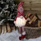 40cm Red Christmas Light Up Gnome Gonk Nordic Decoration Sitting Dangly Legs
