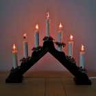 40cm Premier Christmas Candlebridge with 7 Flickering Bulb in Dark Wood Finish Mains Operated