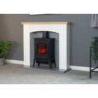 Adam Huxley in Pure White & Grey with Sureflame Ripon Electric Stove in Black, 39 Inch