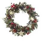 Red Woodland & White Star Christmas Wreath