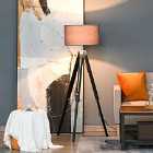 HOMCOM Tripod Base Floor Lamp with Wood Leg Height Adjustable Home Office