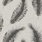 Belgravia Decor Ciara Glitter Feather Gunmetal Textured Wallpaper Sample