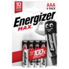 Energizer Max AAA 4 Pack Alkaline Batteries
