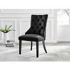 Furniture Box 2x Belgravia Black Velvet Knockerback Dining Chairs Black Leg