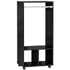 HOMCOM Open Wardrobe Clothes Rail Storage With Shelves And Wheels Black