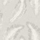 Belgravia Decor Ciara Glitter Feather Soft Silver Textured Wallpaper