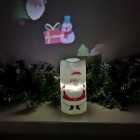 15cm Battery Operated LED Projector Candle with Rotating Christmas Pattern