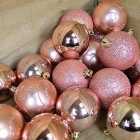 24pcs 6cm Assorted Shatterproof Baubles Christmas Decoration in Rose Gold / Pink
