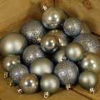 30pcs Assorted Shatterproof Baubles Christmas Decoration in Steel Blue