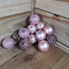 16pcs 6cm Assorted Shatterproof Baubles Christmas Decoration in Pink