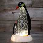 26cm Premier Christmas Water Spinner in Penguin with Chick Design Battery Operated