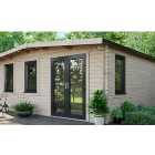 Power Sheds Right Hand Door Apex Chalet Log Cabin - 16 x 18ft