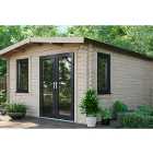Power Sheds 16 x 12ft Right Hand Door Apex Chalet Log Cabin