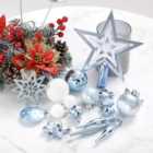 Livingandhome 58Pcs Christmas Decoration Set Christmas Bauble Xmas Ornament with Christmas Tree Topper Star