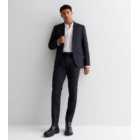 Navy Paisley Jacquard Slim Fit Suit Trousers
