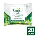 Simple Age Resisting Biodegradable Wipes 20 per pack