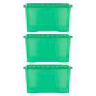 Wham Crystal 60L Storage Box and Lid Set Of 3 - Tint Leprechaun Green