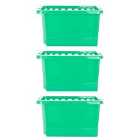 Wham Crystal 28L Storage Box and Lid Set Of 3 - Tint Leprechaun Green