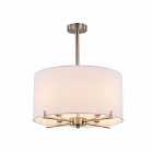 Nielsen Monate 4 Light Satin Silver Chandelier Featuring A White Fabric Drum Shade
