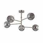 Nielsen Nicoletti Modern Satin Silver 5 Light Semi Flush Ceiling Lamp With Smoked Glass Shade
