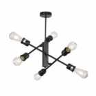 Nielsen Fibreno Industrial Ceiling Lamp In Black 6 Lights With Adjustable Arms