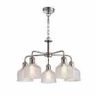 Nielsen Giuliano5 Way Elegant Ceiling Light Traditional Chandelier, Satin Silver Finish With Halophane Glass Shades