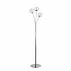 Nielsen Baccio Modern 3 Light Polished Satin Silver Floor Lamp Clear And Frosted Glass And Scribble Ball Globe Shades