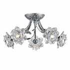 Nielsen Iseo Chrome 5 Light Fitting Featuring Glass Flower And Leaf Decoration