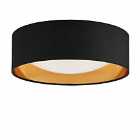Nielsen Morello Led Ceiling Light 15W 4000K Warm White. Round Black And Gold Fabric, 36Cm Width