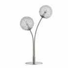 Nielsen Baccio Contemporary 2 Light Satin Silver Table Lamp clear And Frosted Glass Scribble Ball Globe Shades