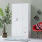 Essential 3 Door Double Wardrobe With Drawers White