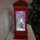 26.5cm Premier Christmas Water Spinner Telephone Box Design with Santa Scene Dual Power
