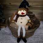 70cm Sitting Light Up Christmas Snowman with Dangly Legs in Warm White LEDs