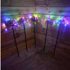 Set Of 5. 65cm 120 LED Battery Timer Sparkler Christmas Lights - Multi Coloured