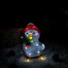 26cm LED Indoor Outdoor Battery Operated Acrylic Christmas Penguin-Red Hat