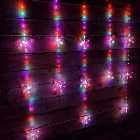 390 LED 1.3m x 1.2m Premier Christmas Snowflake Curtain Lights in Static Rainbow & Twinkling Orange