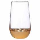 Premier Housewares Set of 4 High Ball Glasses - Clear Glass/Gold