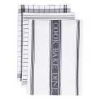 M&S Set of 3 Striped Tea Towels Dark Grey 3 per pack